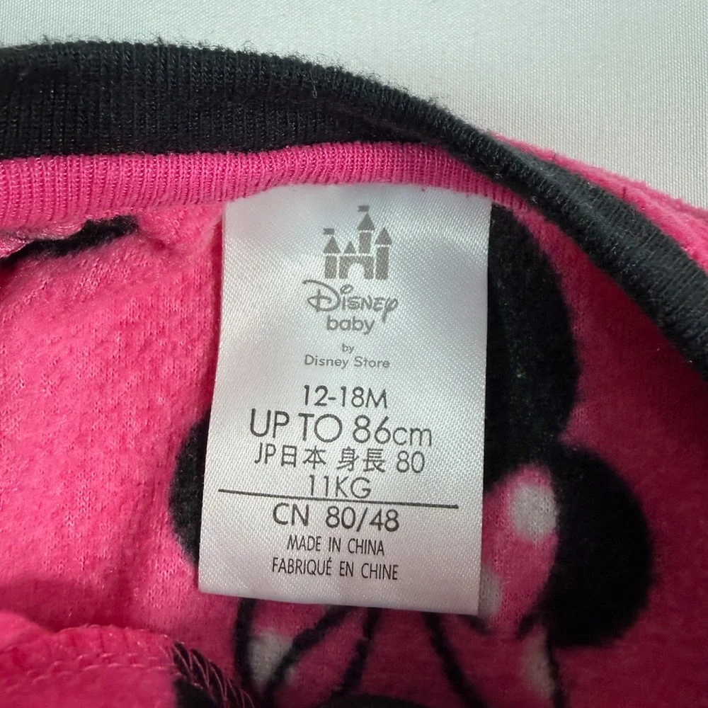 DISNEY Minnie Mouse Fleece Footed Pajamas 12‎ To 18 Months Pink Cozy